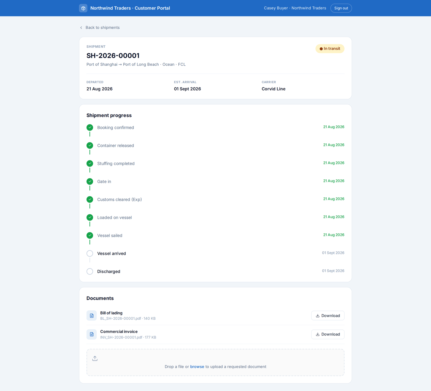 Tranvoro customer portal
